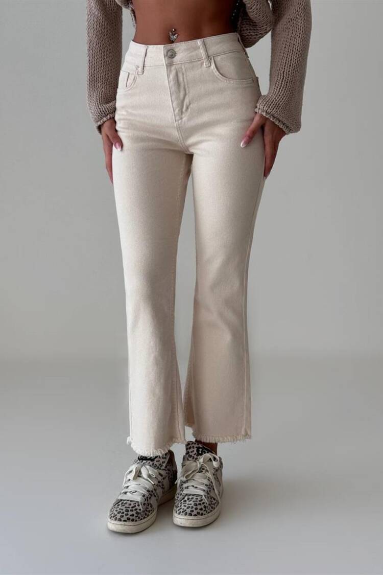 Mini Flare Natural Jean Trousers - Brand: LACARINO - Women's Clothing Wholesale - Globality Store