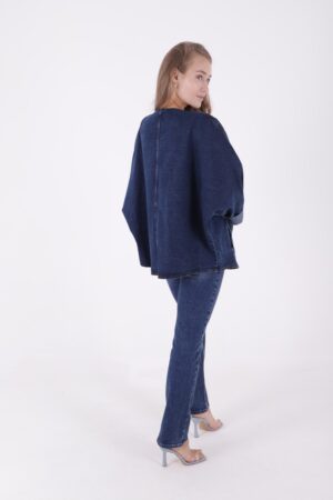 Oversize Batwing Sleeve Denim Jacket - Navy Blue - Brand: XLove - Women & Kids, Baby Clothes Wholesale - Globality Store