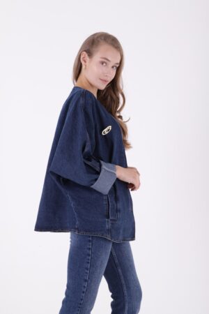 Oversize Batwing Sleeve Denim Jacket - Navy Blue - Brand: XLove - Women & Kids, Baby Clothes Wholesale - Globality Store