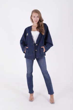 Oversize Batwing Sleeve Denim Jacket - Navy Blue - Brand: XLove - Women & Kids, Baby Clothes Wholesale - Globality Store