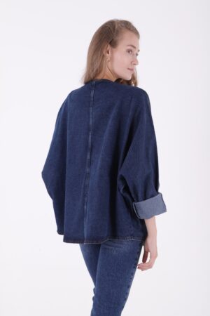 Oversize Batwing Sleeve Denim Jacket - Navy Blue - Brand: XLove - Women & Kids, Baby Clothes Wholesale - Globality Store