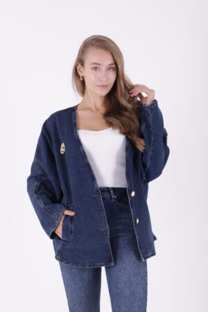 Oversize Batwing Sleeve Denim Jacket - Navy Blue - Brand: XLove - Women & Kids, Baby Clothes Wholesale - Globality Store