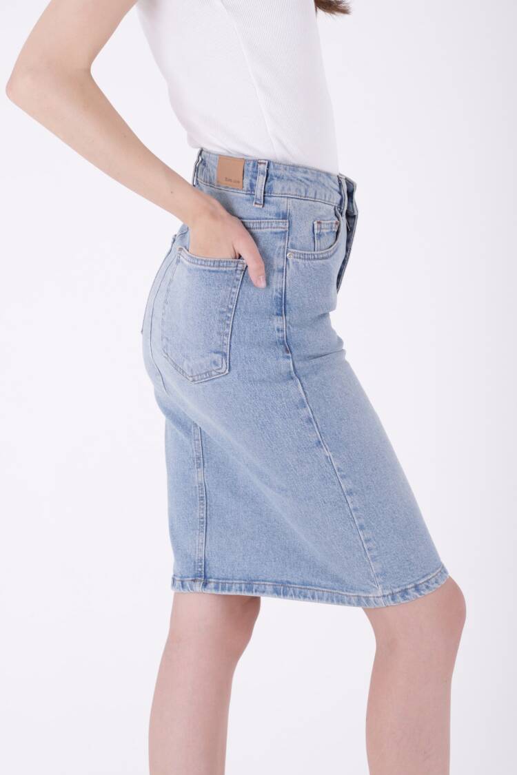 Mid Length Denim Skirt