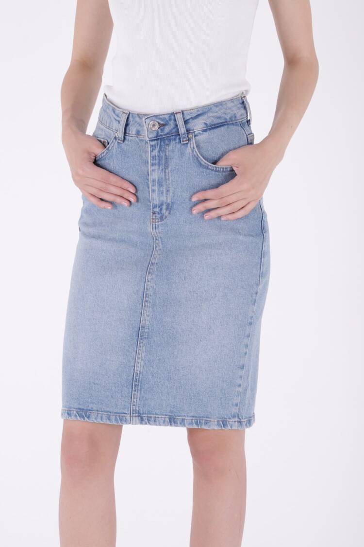 Mid Length Denim Skirt