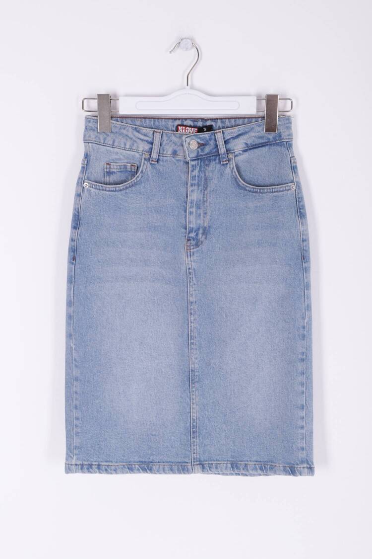 Mid Length Denim Skirt