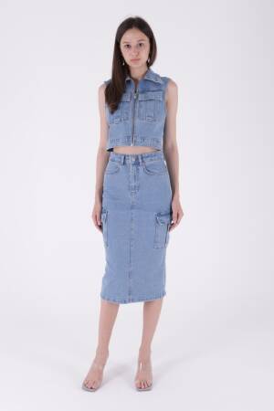 Cargo Pocket Denim Skirt