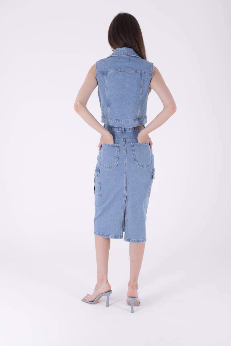 Cargo Pocket Denim Skirt