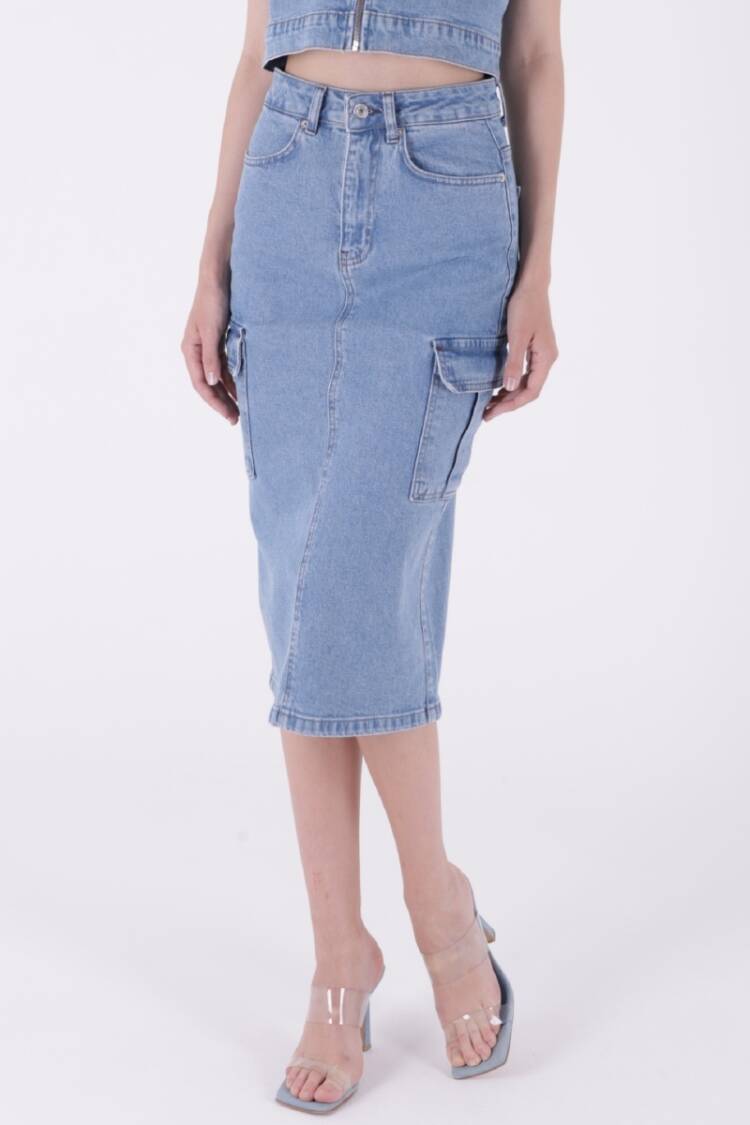 Cargo Pocket Denim Skirt