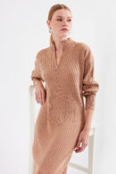 Full-length Knitwear Dress - Tan - Brand: Bigdart - Women's Clothing Wholesale - Globality Store