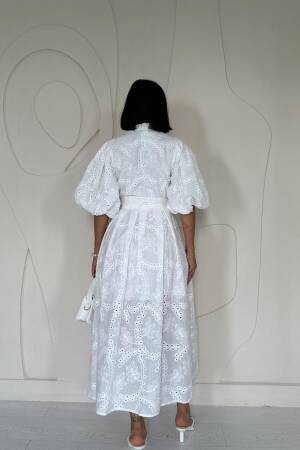 Balloon Sleeve Pleated Dress