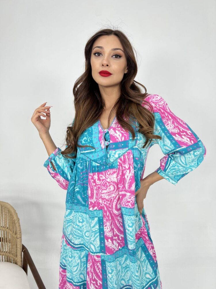 Dress - Turquoise & - Brand: Fame - Women's Clothing Wholesale - Globality Store