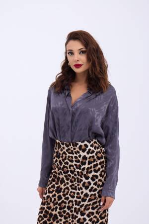 Patterned Shirt - Gray - Brand: Fame - Women's Clothing Wholesale - Globality Store