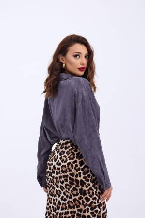Patterned Shirt - Gray - Brand: Fame - Women's Clothing Wholesale - Globality Store