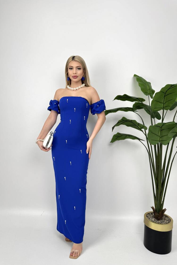 Front Pearl Detail Design Dress - Saks