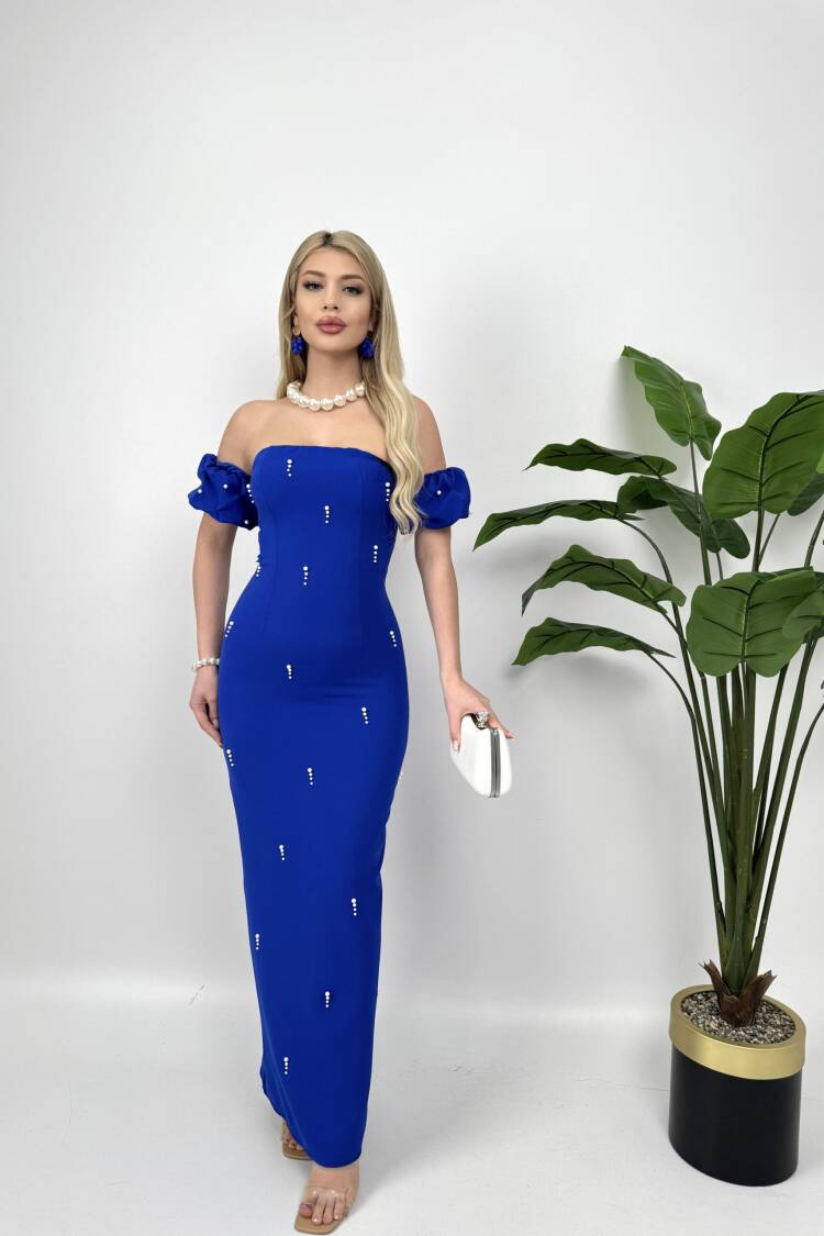 Front Pearl Detail Design Dress - Saks