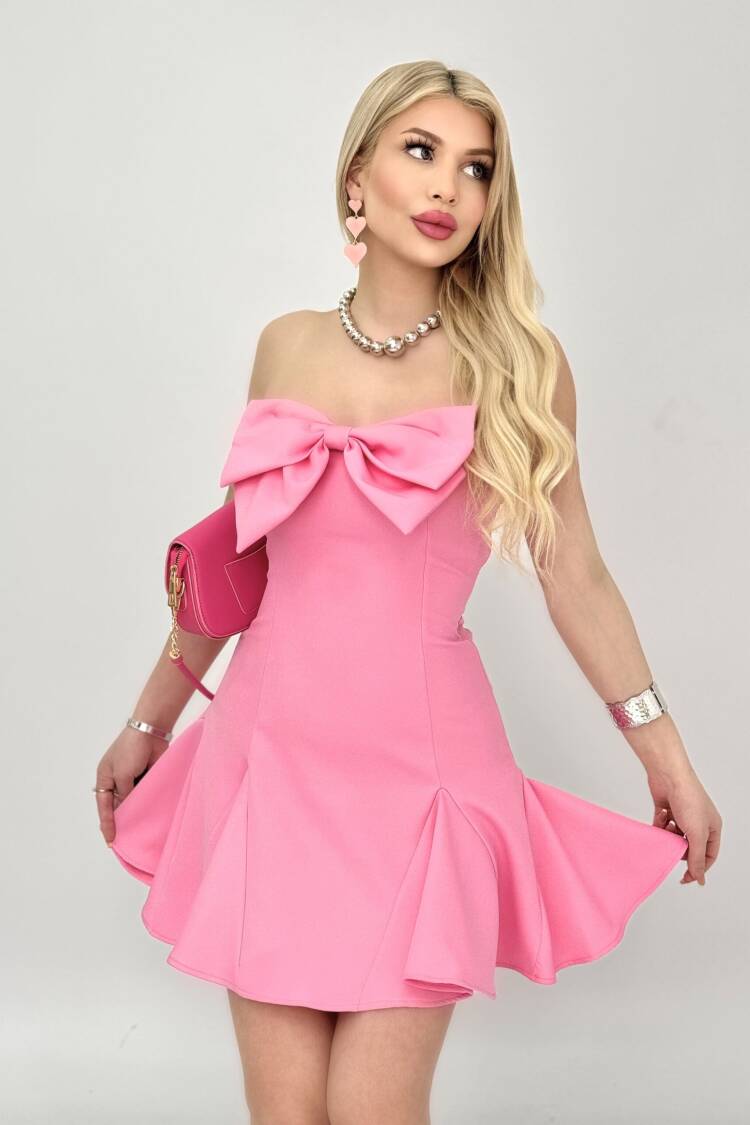 Front Bow Back Gown Short Dress