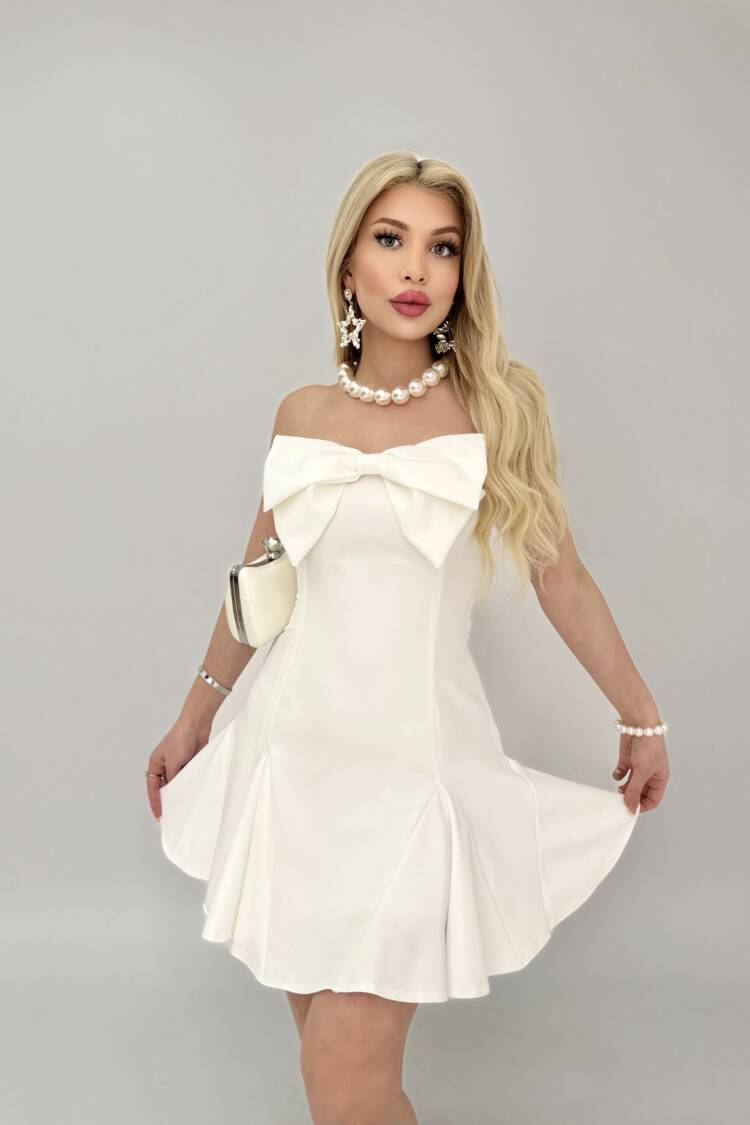 Front Bow Back Gown Short Dress