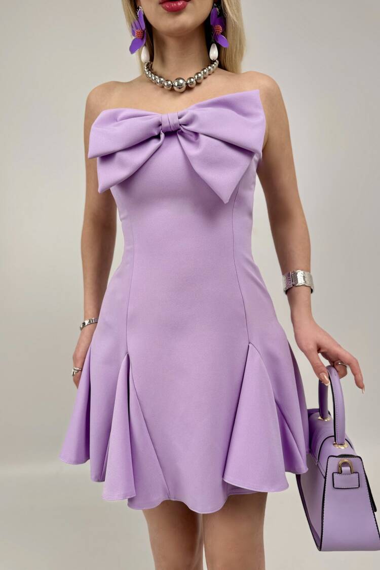 Front Bow Back Gown Short Dress