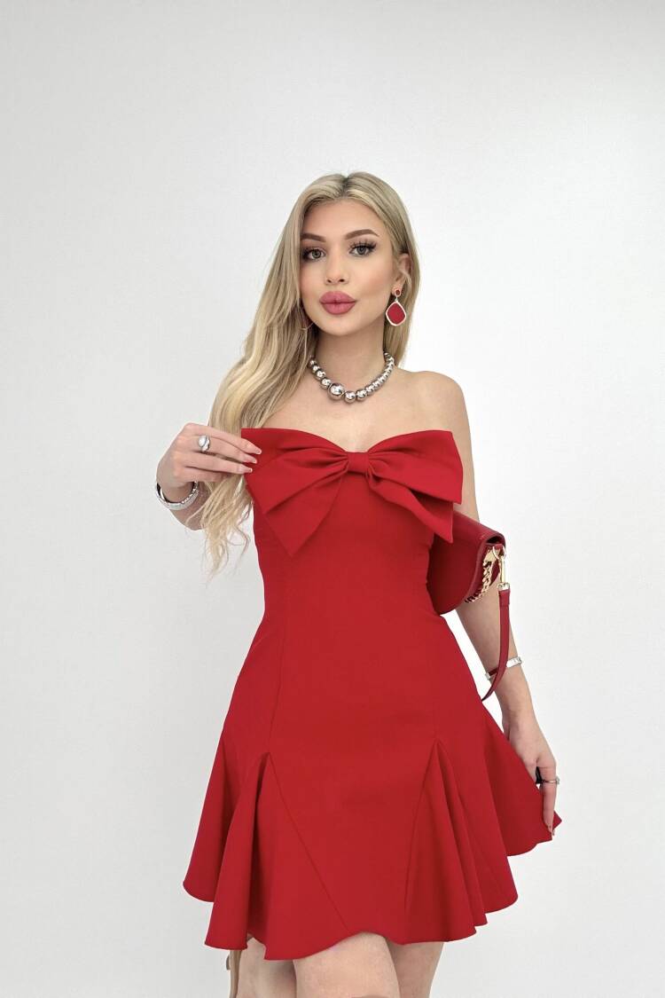Front Bow Back Gown Short Dress