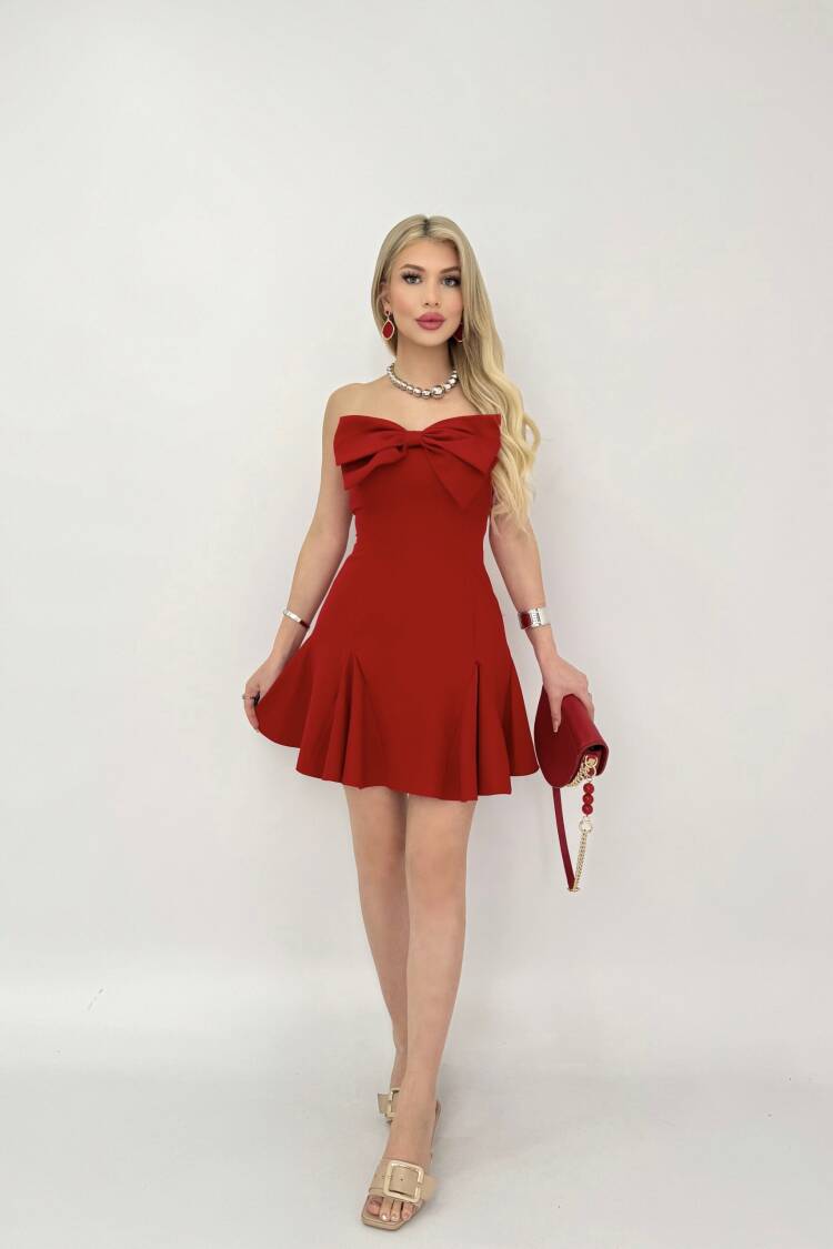 Front Bow Back Gown Short Dress