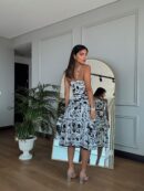 Patterned Crepe Bustier Double Set - Multicolor - Brand: Miss Janell - Women's Clothing Wholesale - Globality Store