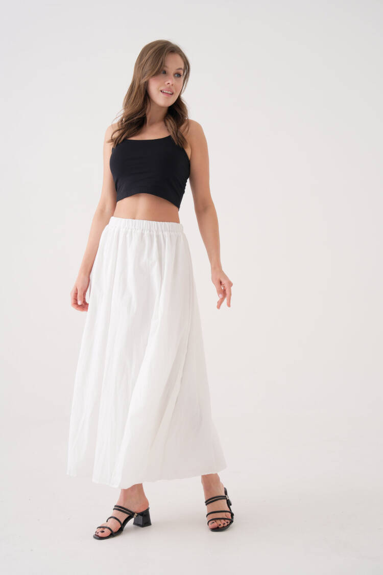 Ecru Voile Fabric Ruffle Long Lined Skirt 29062 - Brand: First Angels - Women's Clothing Wholesale - Globality Store