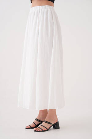 Ecru Voile Fabric Ruffle Long Lined Skirt 29062 - Brand: First Angels - Women's Clothing Wholesale - Globality Store