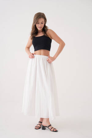Ecru Voile Fabric Ruffle Long Lined Skirt 29062 - Brand: First Angels - Women's Clothing Wholesale - Globality Store