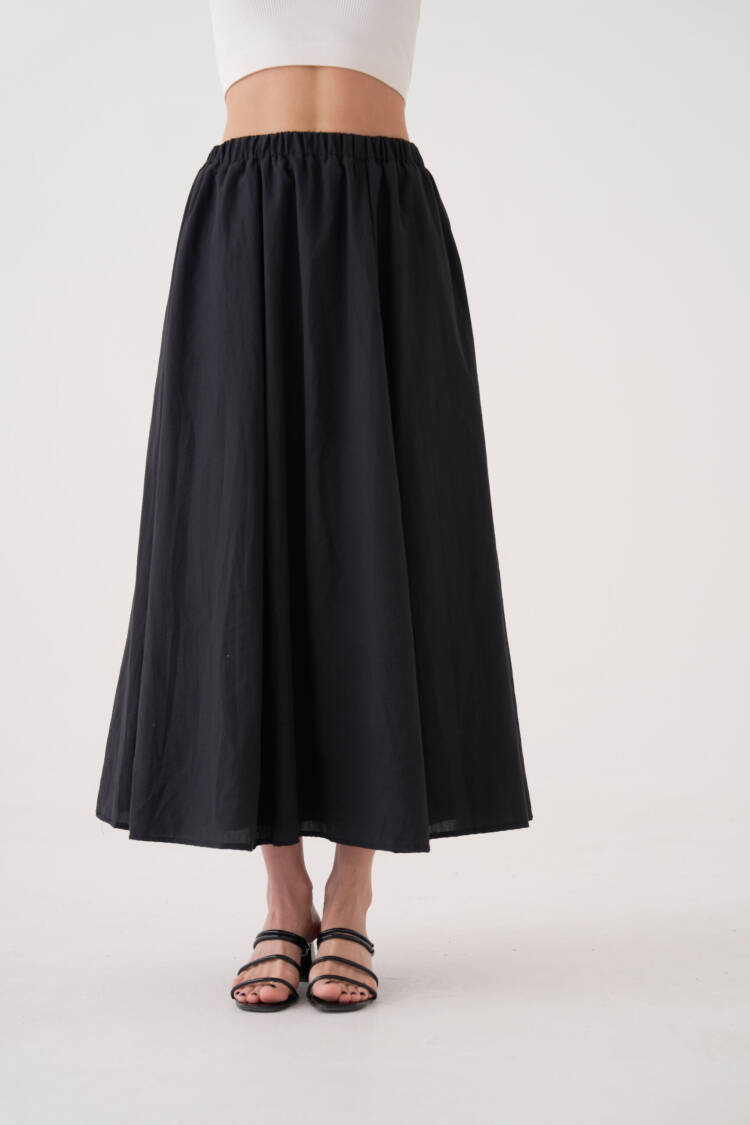Voile Fabric Ruffle Long Lined Skirt 29062
