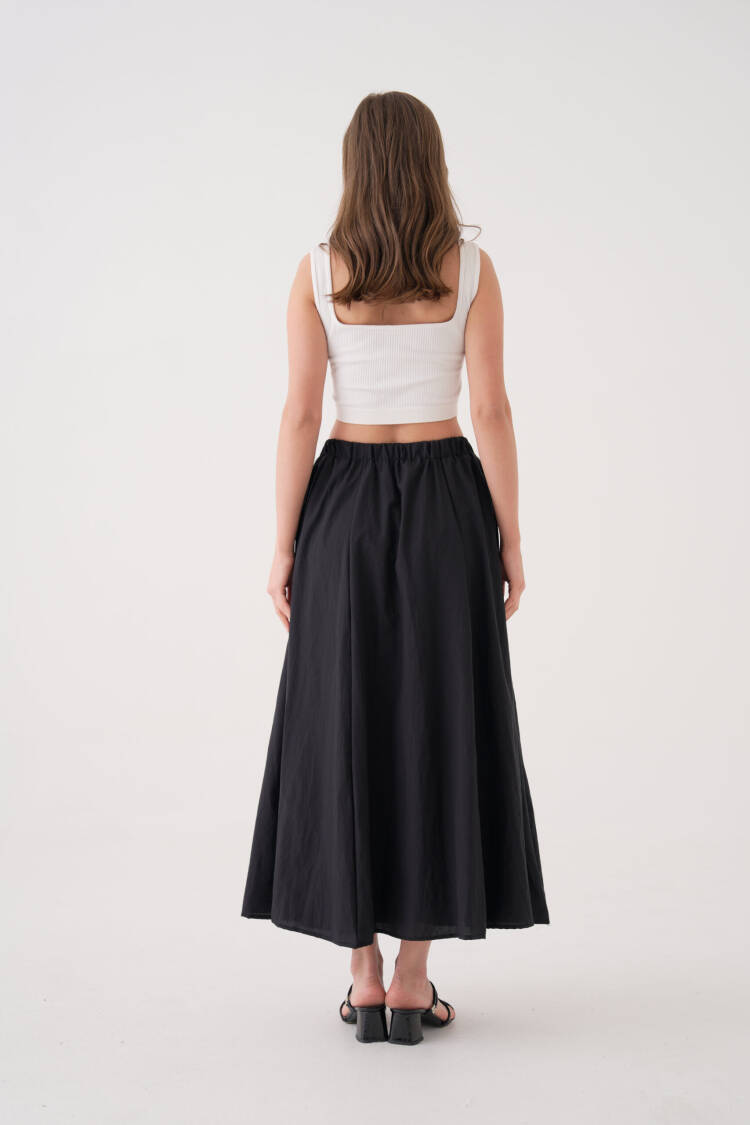 Voile Fabric Ruffle Long Lined Skirt 29062