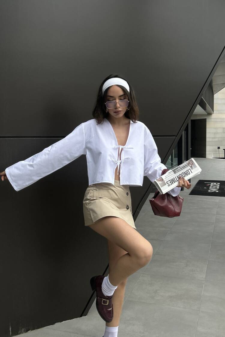 Poplin Front Tie Blouse 29085