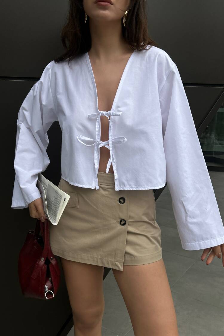 Poplin Front Tie Blouse 29085