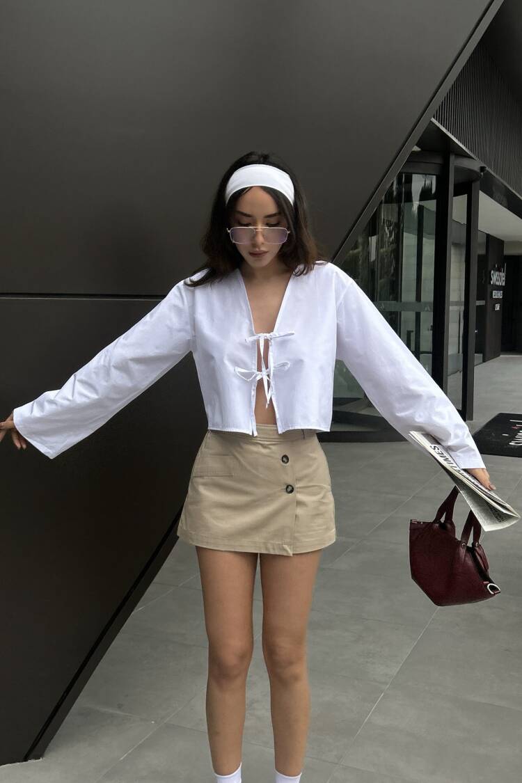 Poplin Front Tie Blouse 29085