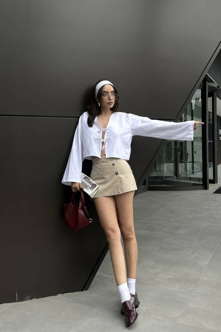Poplin Front Tie Blouse 29085
