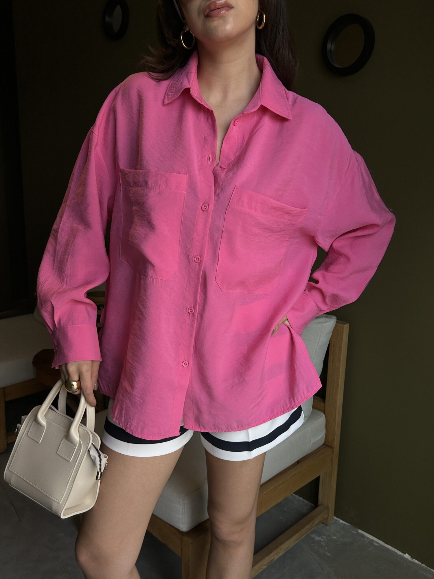 100% Modal Fabric Pocket Detailed Oversize Long Shirt 29108 - Brand: First Angels - Women & Kids, Baby Clothes Wholesale - Globality Store