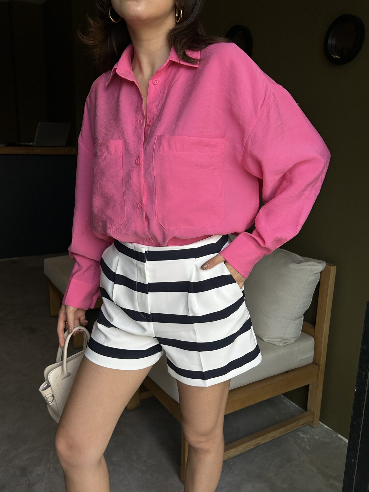 100% Modal Fabric Pocket Detailed Oversize Long Shirt 29108 - Brand: First Angels - Women & Kids, Baby Clothes Wholesale - Globality Store