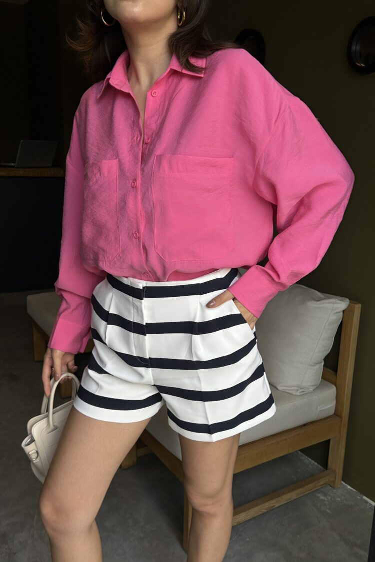 100% Modal Fabric Pocket Detailed Oversize Long Shirt 29108