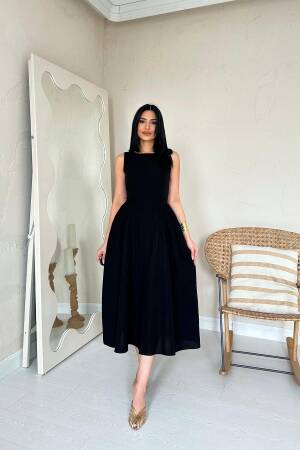 WholesaleSides Ruffle Midi Length Linen Dress - Brand: Elisa - Women's Clothing Wholesale - Globality Store