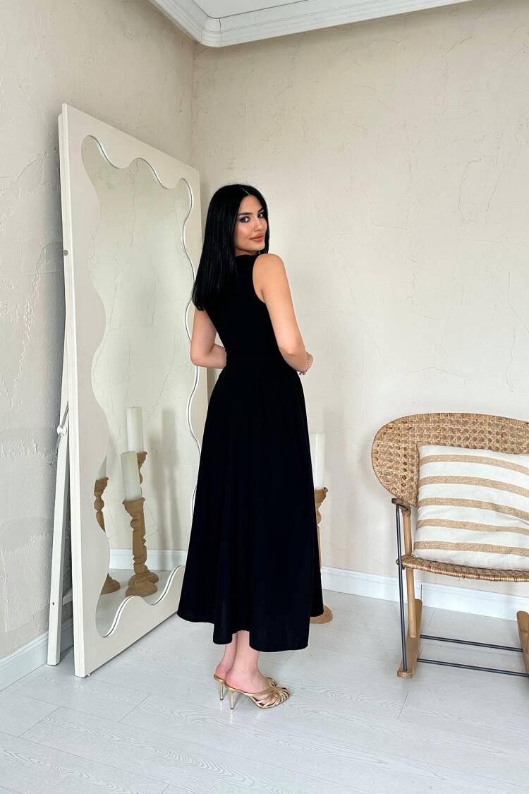 WholesaleSides Ruffle Midi Length Linen Dress
