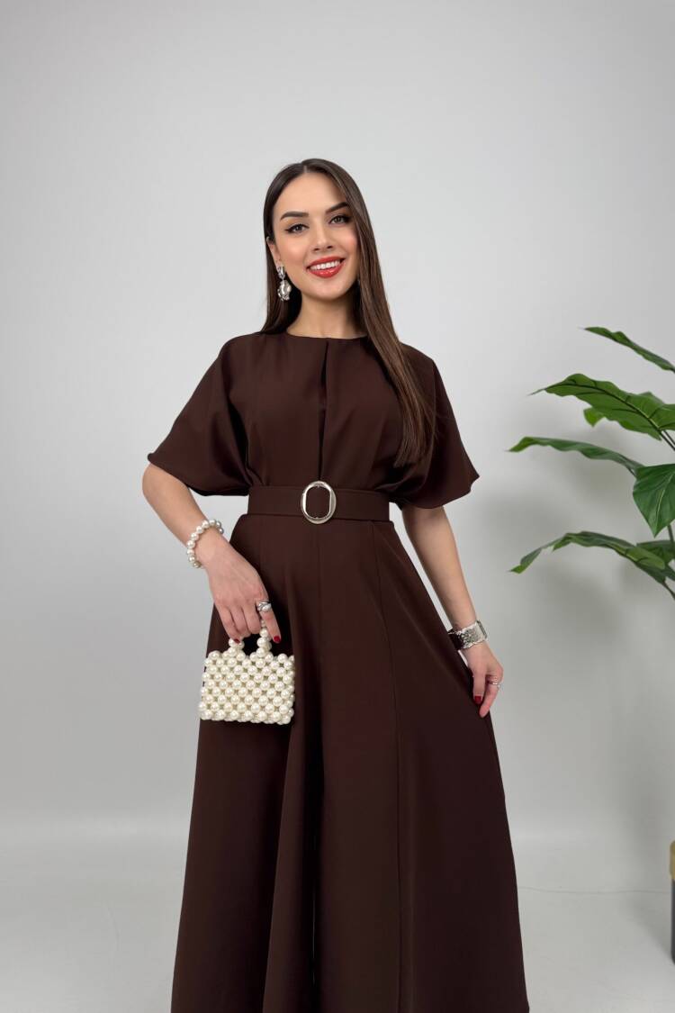 Atlas Fabric Belted Dress