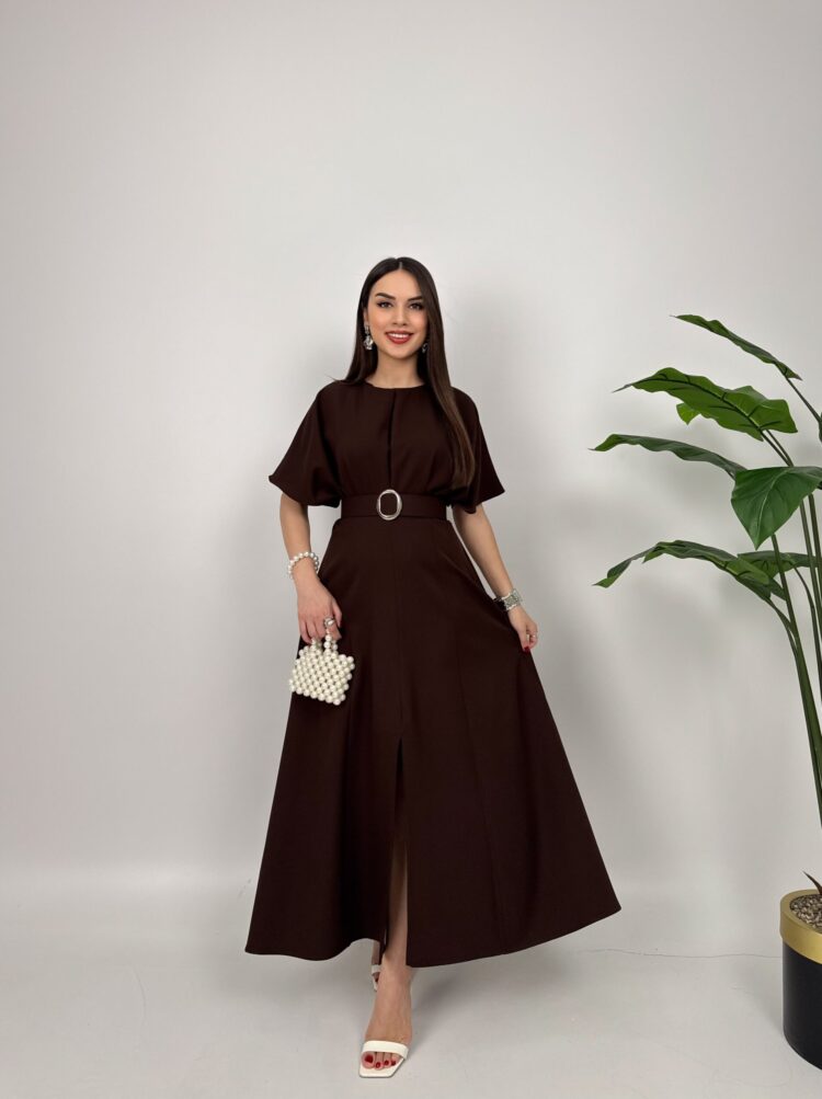 Atlas Fabric Belted Dress
