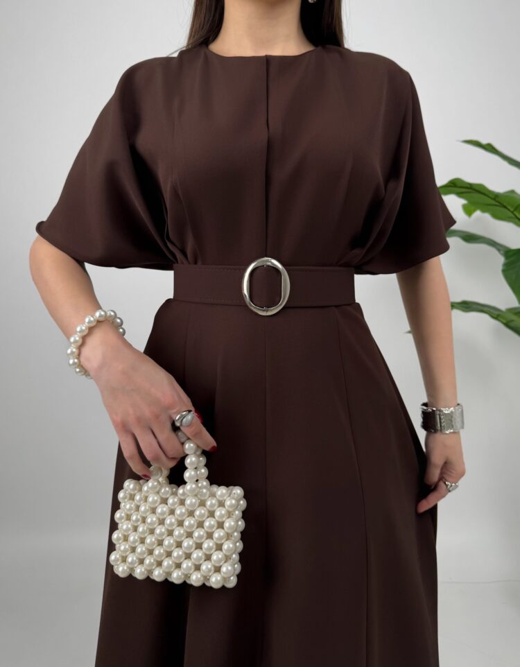 Atlas Fabric Belted Dress