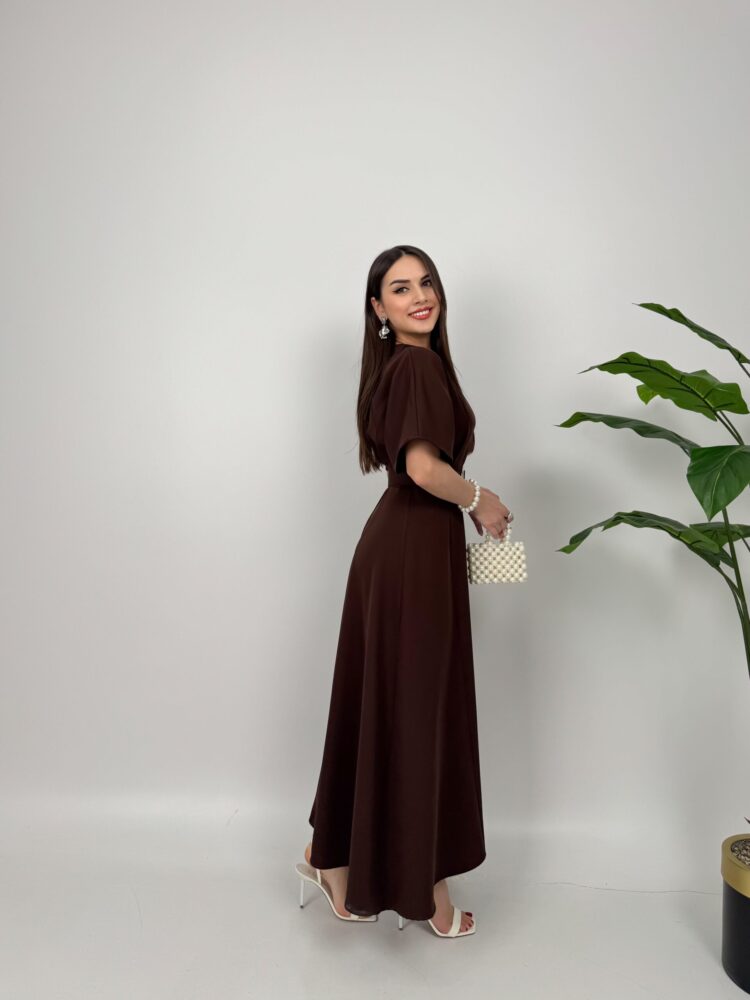 Atlas Fabric Belted Dress