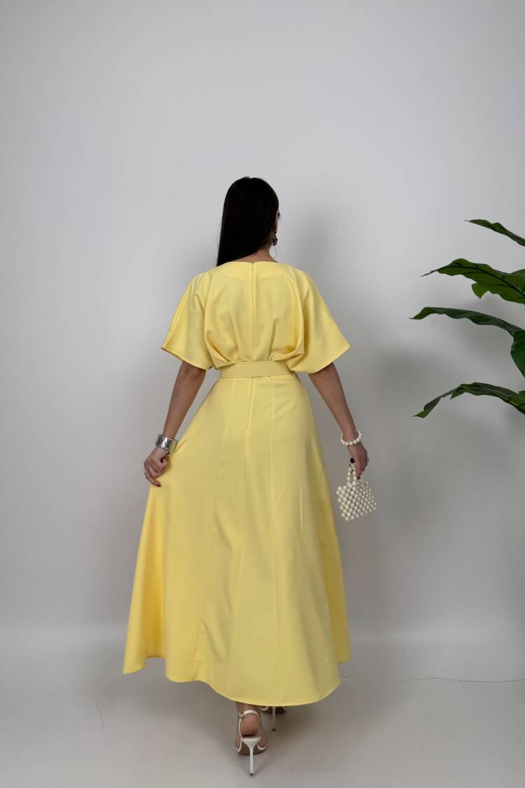 Atlas Fabric Belted Dress