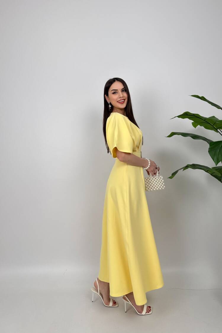 Atlas Fabric Belted Dress