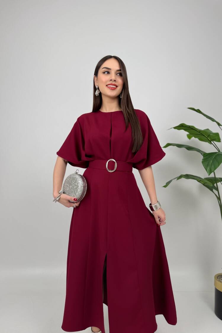 Atlas Fabric Belted Dress