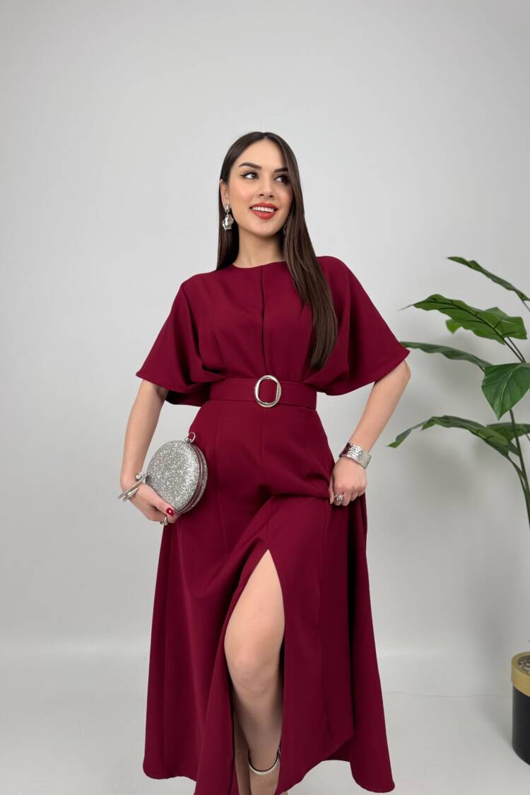 Atlas Fabric Belted Dress