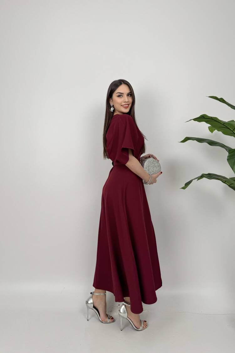 Atlas Fabric Belted Dress