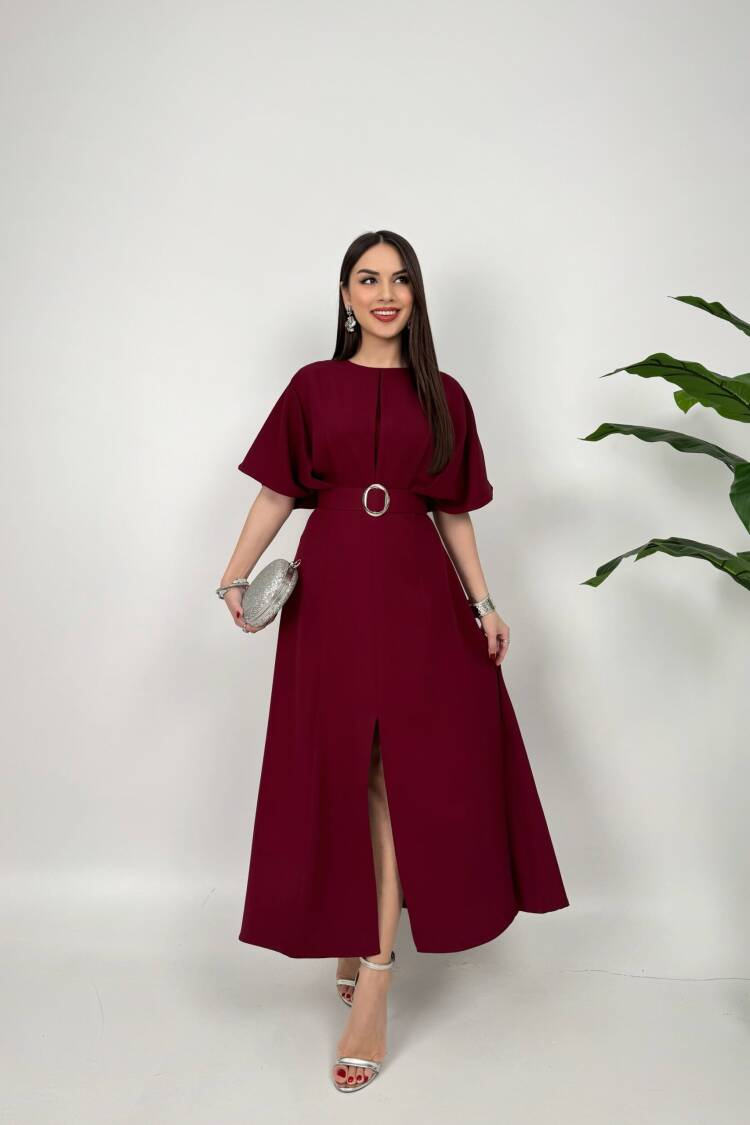 Atlas Fabric Belted Dress