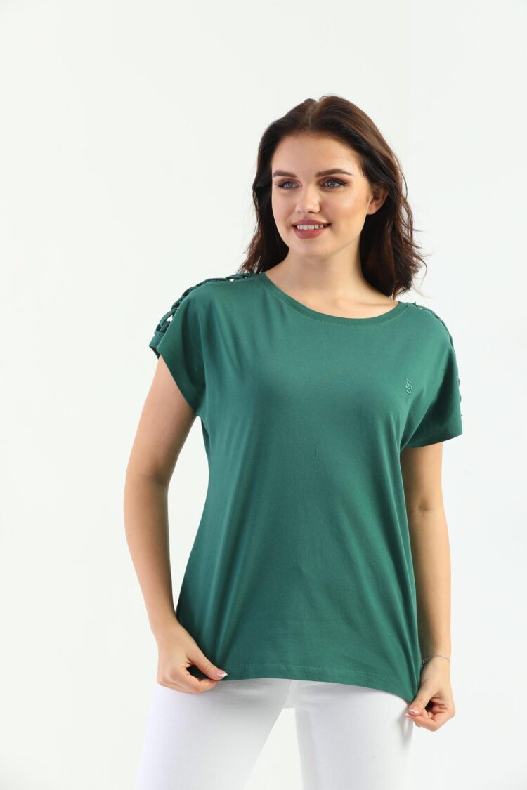 EdelleShoulder Braided Women's T-Shirt